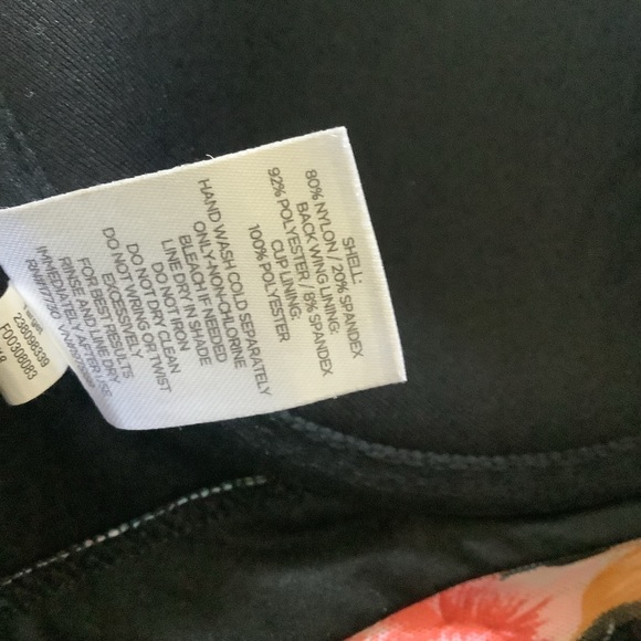 Shade & Shore one piece swimsuit black floral 36C 10/12 NWOT ties back box 1,000 - Picture 4 of 16